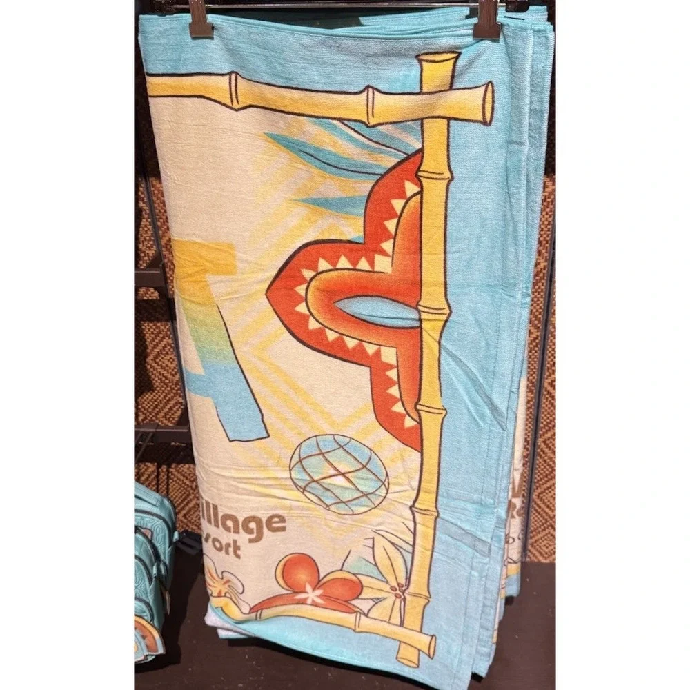 2025 Disney Parks Polynesian Village Resort Beach Towel ALOHA‎ Tiki Maui NEW